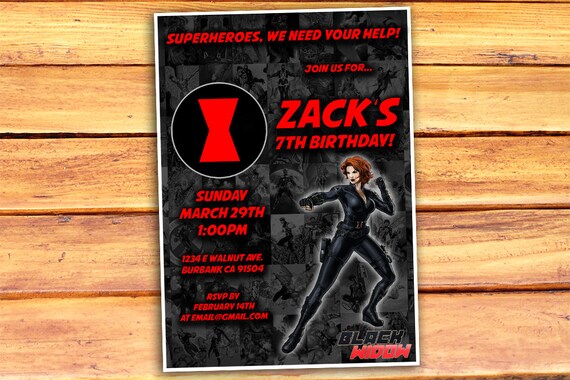 Black Widow Birthday Invitation Black Widow by MonsterDigitals
