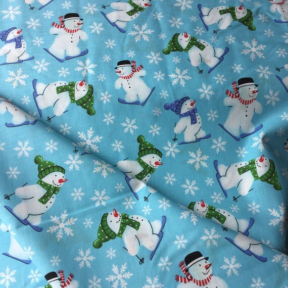Christmas Cotton Fabric Snowman Christmas Material Light