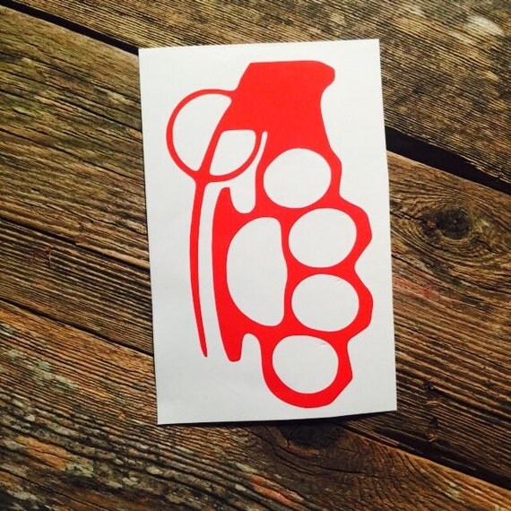 Brass Knuckles Hand Grenade Decal by on Etsy