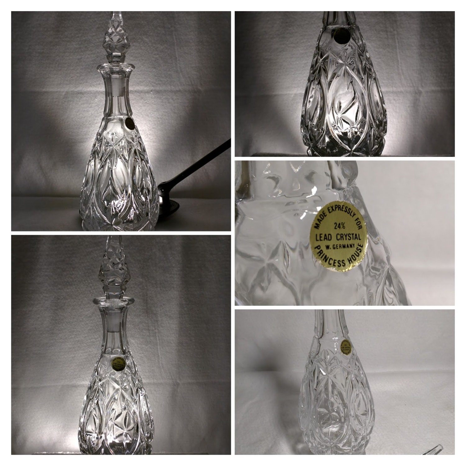 Vintage Genuine Princess House 24 Lead Crystal Decanter With