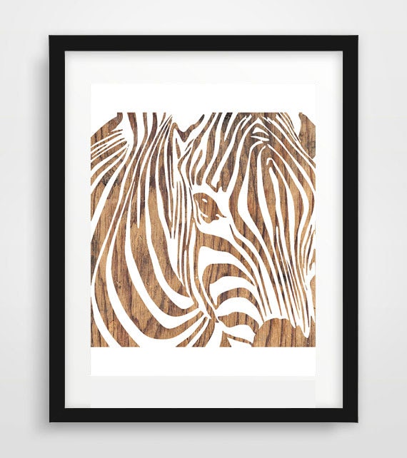Items similar to Zebra Wall Print, Zebra print, Wood Zebra Art, Rustic