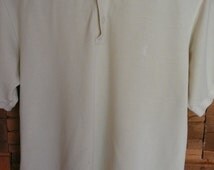 Vintage Yves Saint Laurent YSL beige Polo Shirt Top Sz.M/L