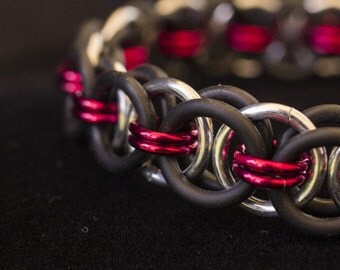 Red Stretch Chainmaille Bracelet - Helm Chain