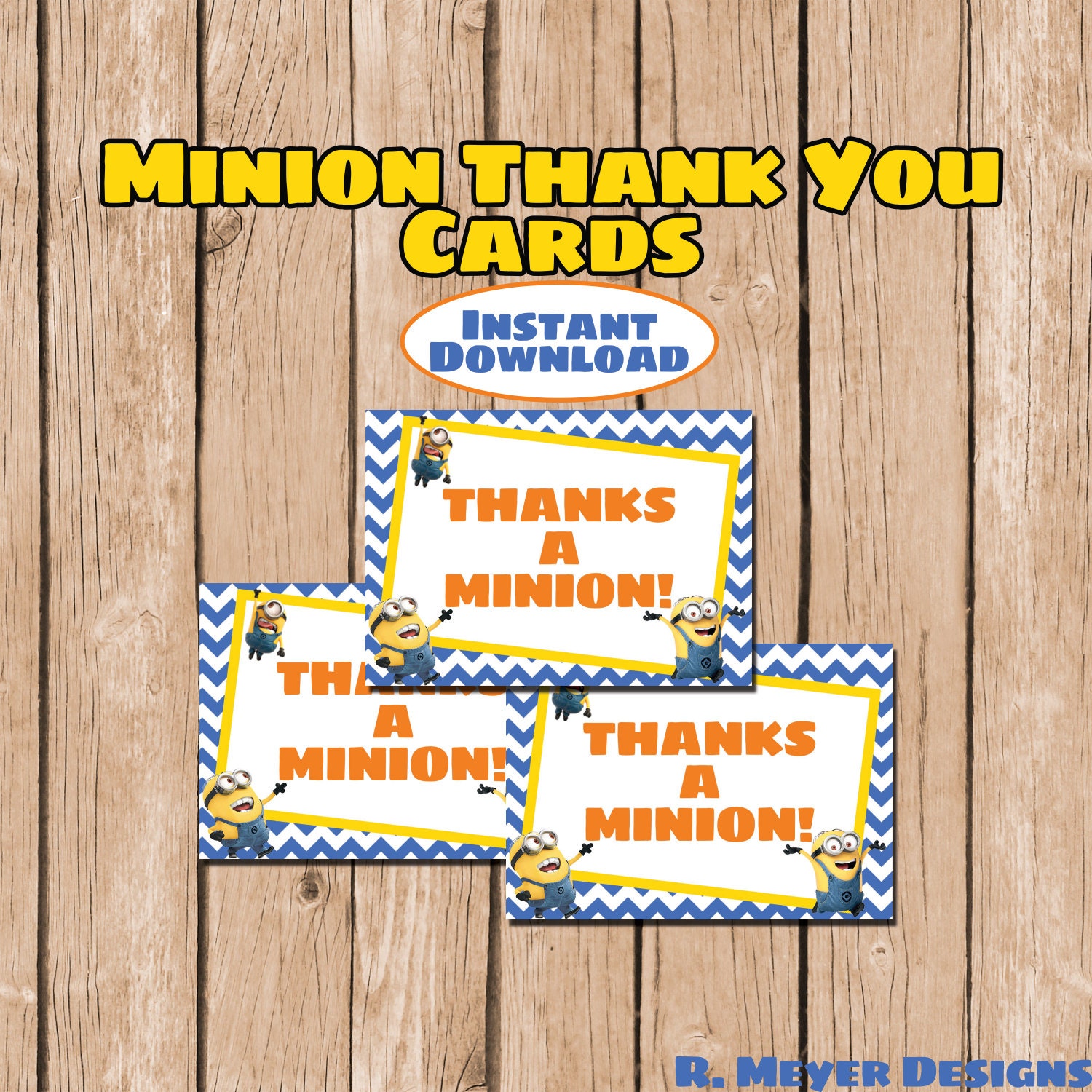 Minion Thank You Cards Instant Download Thanks a Minion