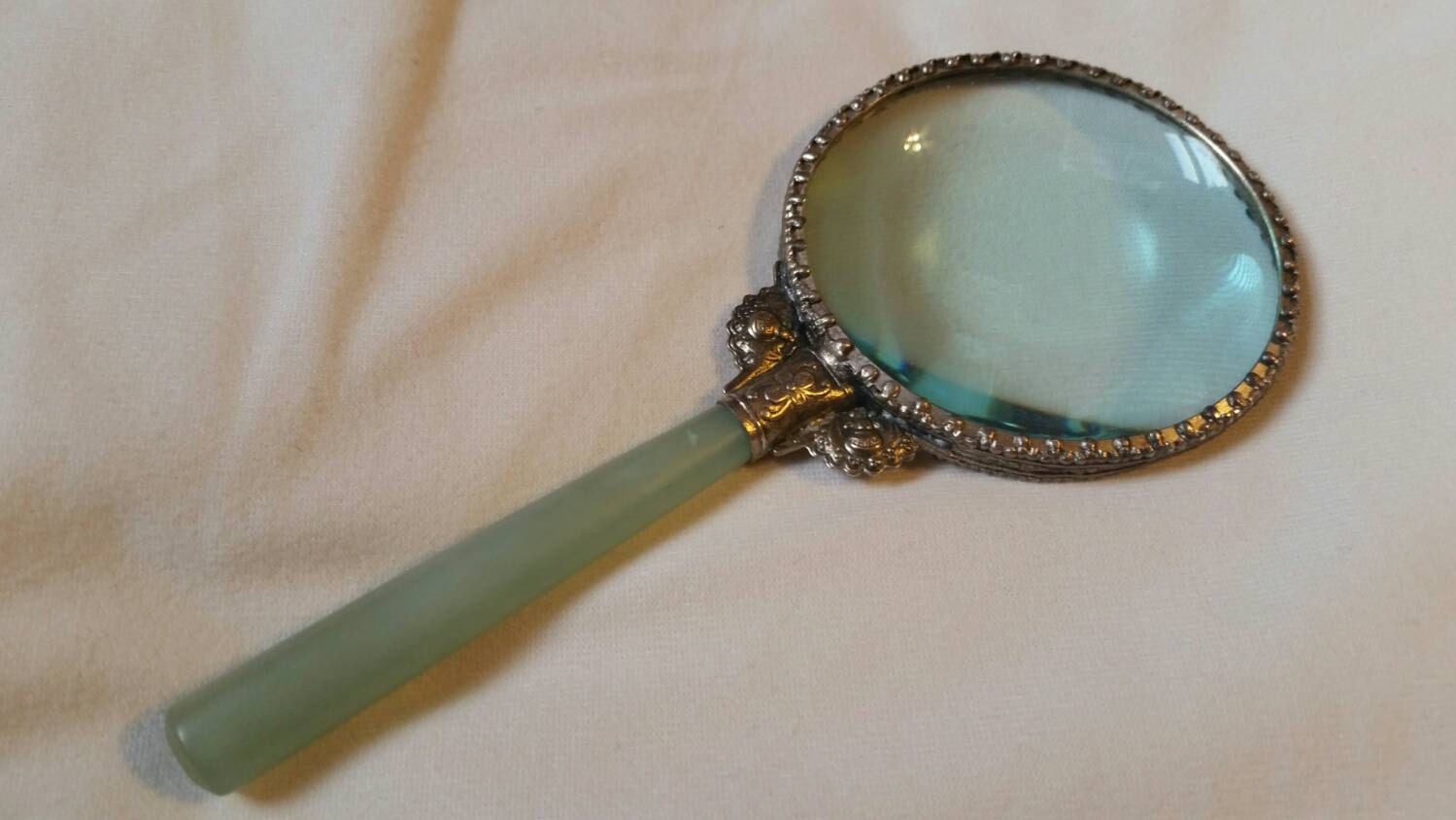 Vintage Magnifying Glass Vintage Jade Handled Magnifying