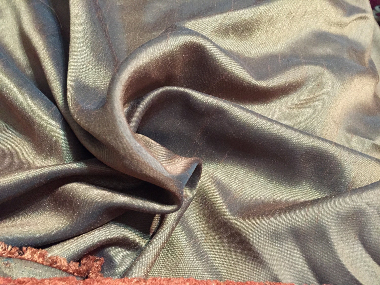 Faux silk fabric for drapes 9.5 yards,Fabric for drapes bronze color 9