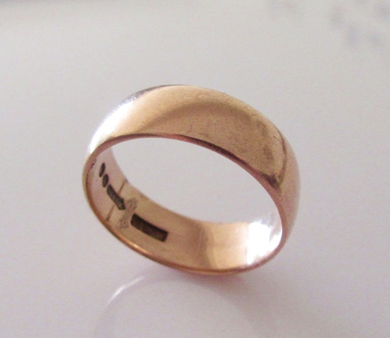 Wedding 1922 Dated 1/2 gold wedding Gold Ring rose Rose USA Size Band UK  band L 5 uk 9ct