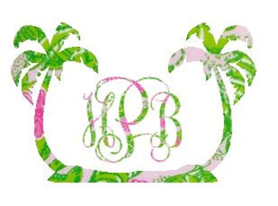 Download Double Palm Trees Monogram SVG Studio 3 DXF EPS and pdf