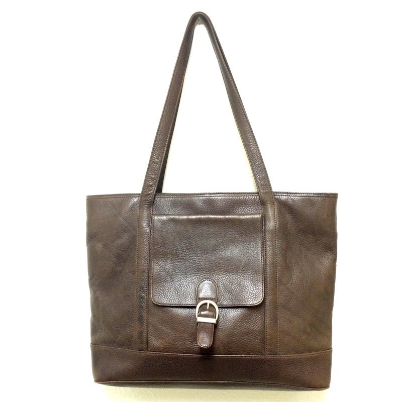 EDDIE BAUER XLarge Pebble Brown Leather Tote Shopper by oldtanery