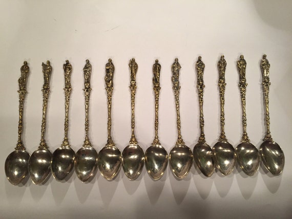 Vintage Silver Apostle Demitasse Spoons Set Of 12 Made In