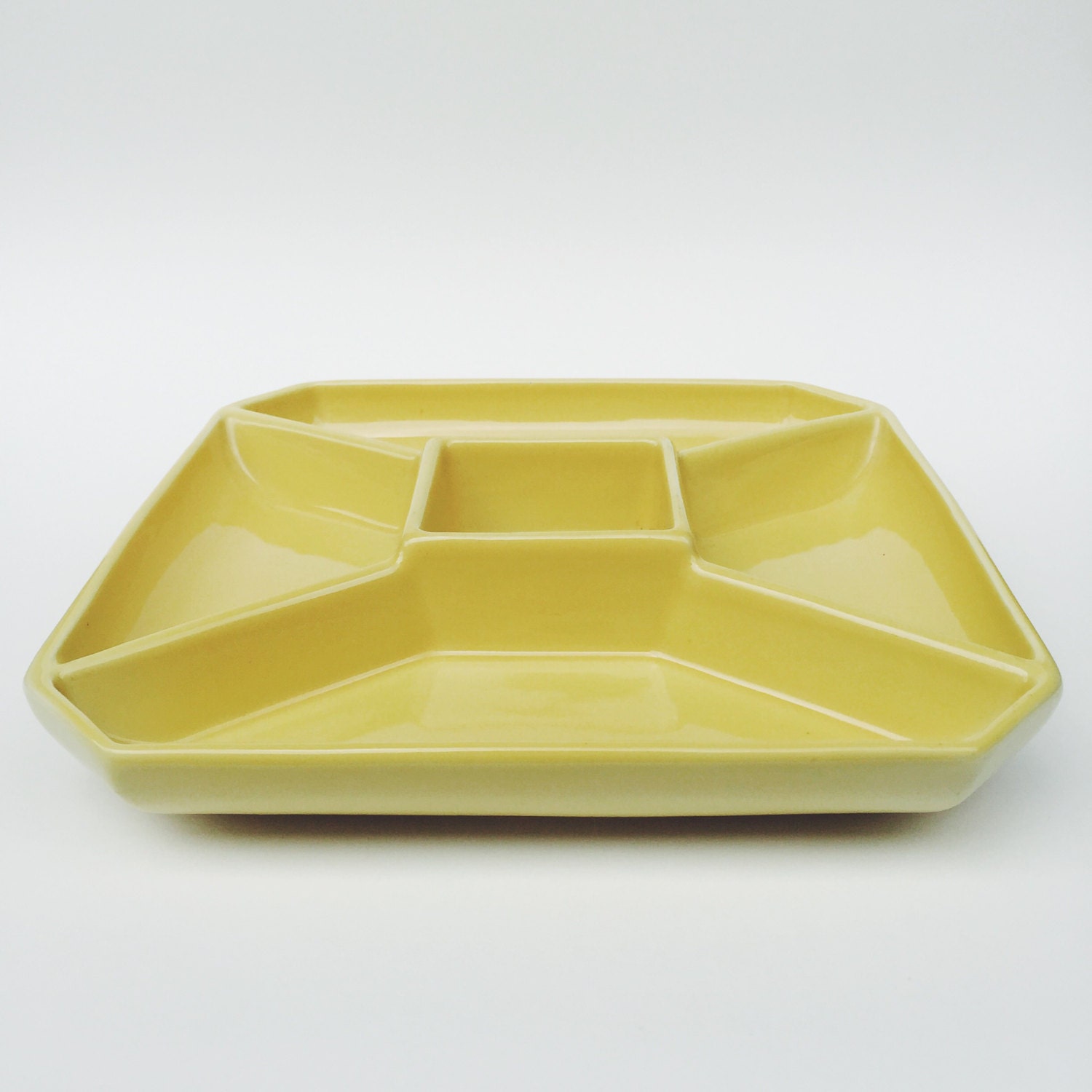 Vintage Midcentury Yellow Ceramic Snack Plate Haute Juice