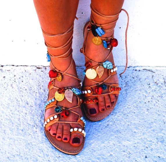 gladiator sandals with stones