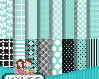 Tiffany Party Girls Digital Papers, Birthday, Digital Paper