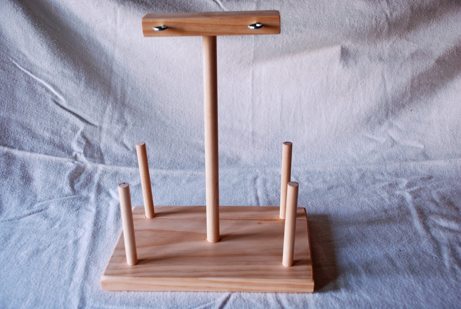 Wooden Yarn Warp Cone Spool Holder Guide Rack with 4 Spots for