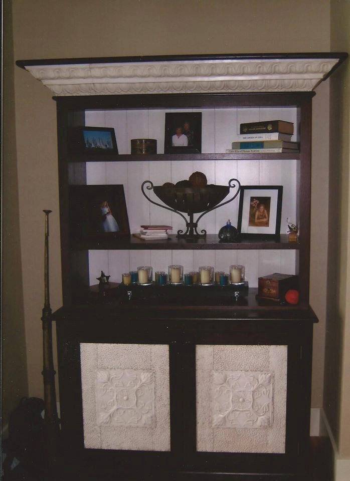 Elegant Tin Accented Bookshelf Hutch