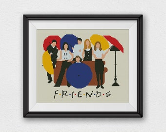 BOGO FREE! Friends Cross Stitch Pattern, Lounge Central Perk Cross Stitch Chart, Friends TV Show Cross Stitch Pattern, pdf Download #027-2