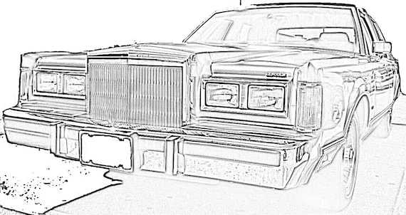 Items similar to Lincoln Continental Coloring Page on Etsy