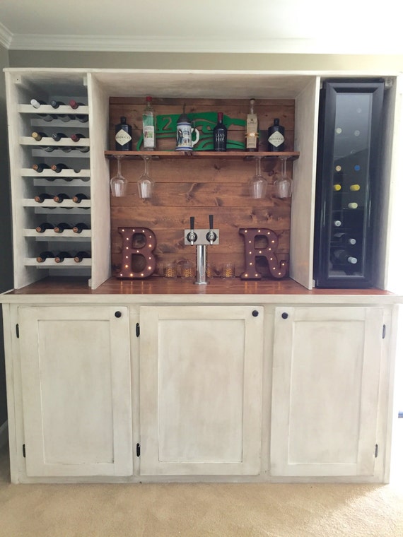 Items similar to Custom Wet Bar With Kegerator and Wine Cooler on Etsy