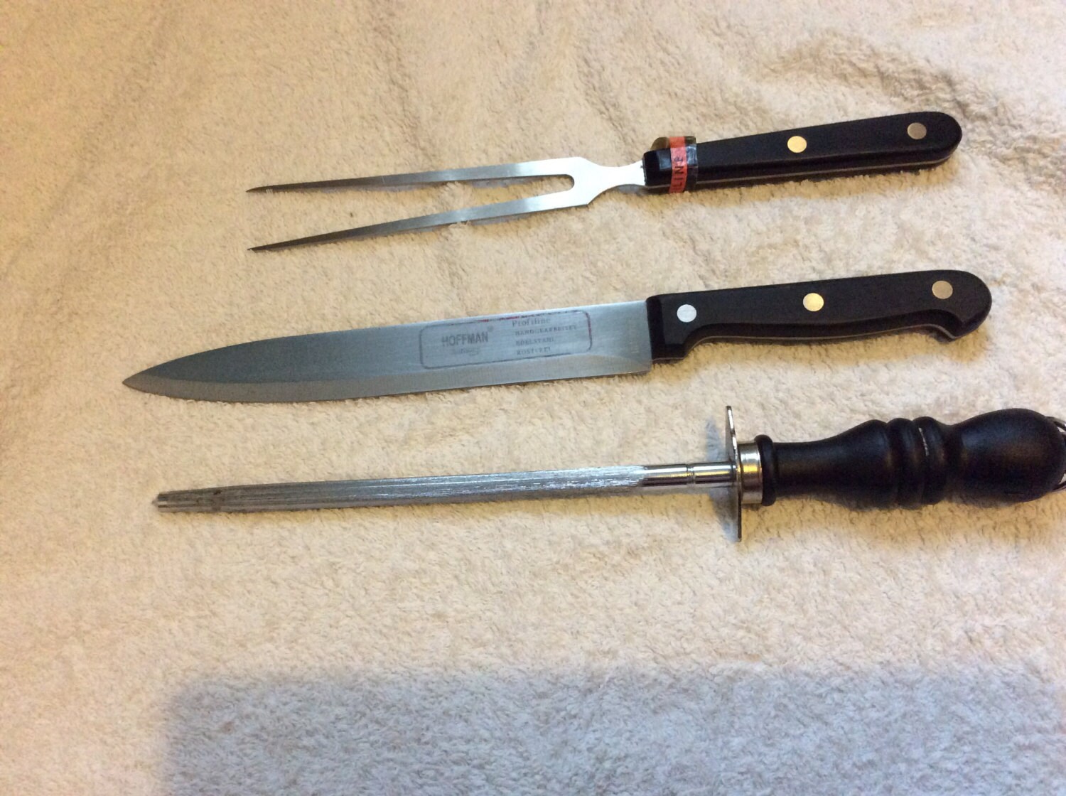 Vintage carving knife 3 o’clock set Hoffman Solingen. rostfrei