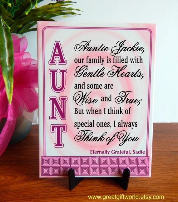 Custom Aunt Appreciation Plaque Gift Thank You Birthday Gift