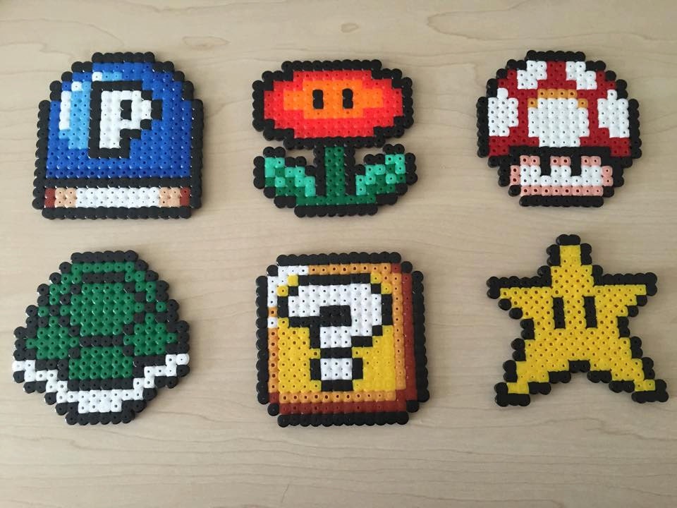 Super Mario Pixel 8-bit Bead Perler Magnets by BeadsByGeeks