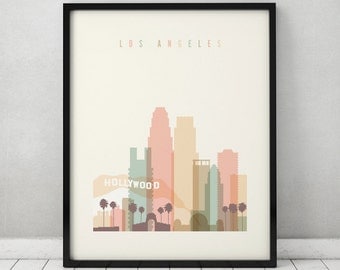 Los Angeles print, Poster, Wall art, Los Angeles California skyline, City poster Typography art, Home Decor, Digital Print, ArtPrintsVicky.
