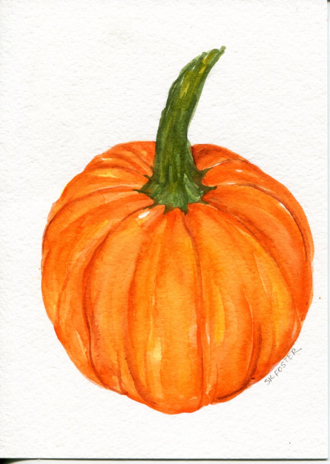 Pumpkin watercolor painting original 5 x 7 inches original