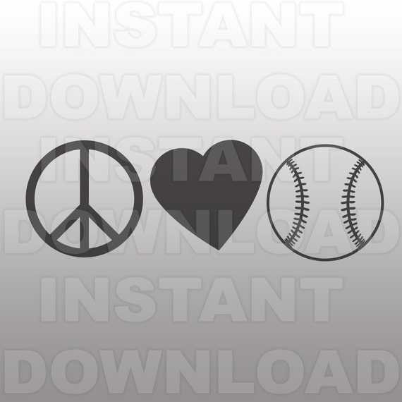 Download Peace Love Baseball SVG File Baseball SVG File Commercial