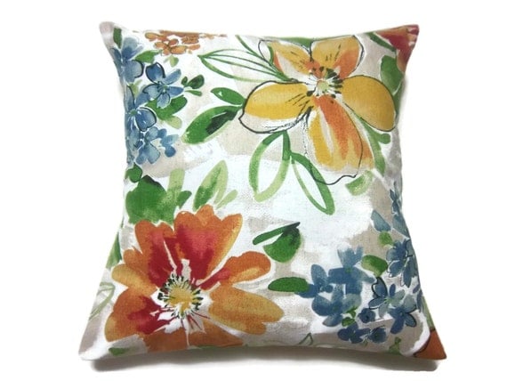Decorative Pillow Cover Modern Floral Design Orange Red Yellow