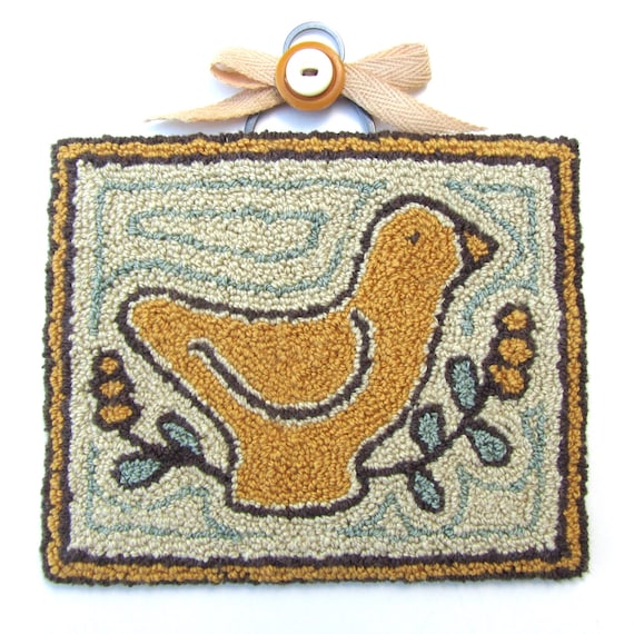 PDF Punch Needle Pattern. Yellow Bird. Punch Needle Embroidery Pattern