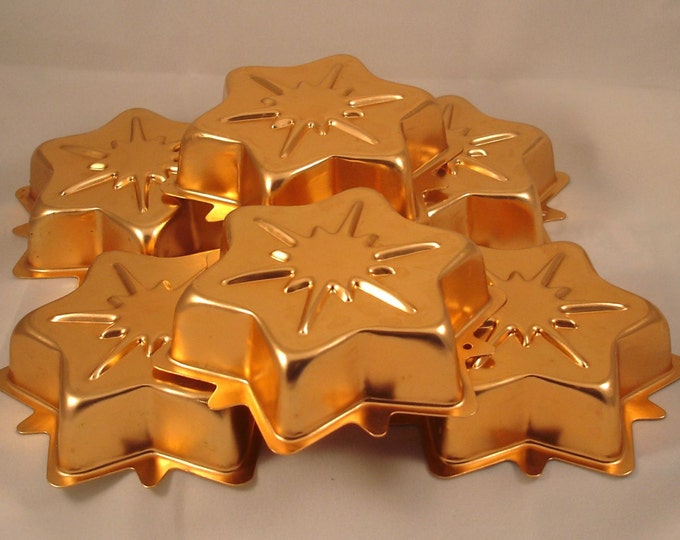 Vintage Small Copper Star Molds Set of 6