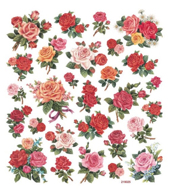 Classic Roses Stickers Rose Flower Glitter Sticker