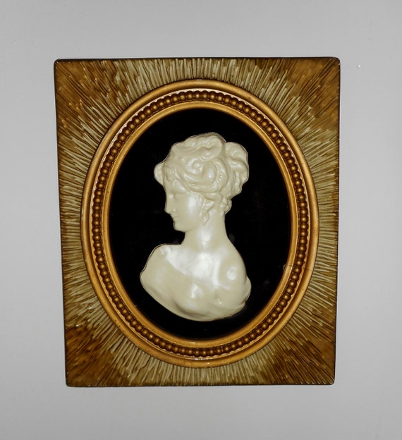 Large Antique Cameo Framed ArtBeautiful Romantic Chic Large