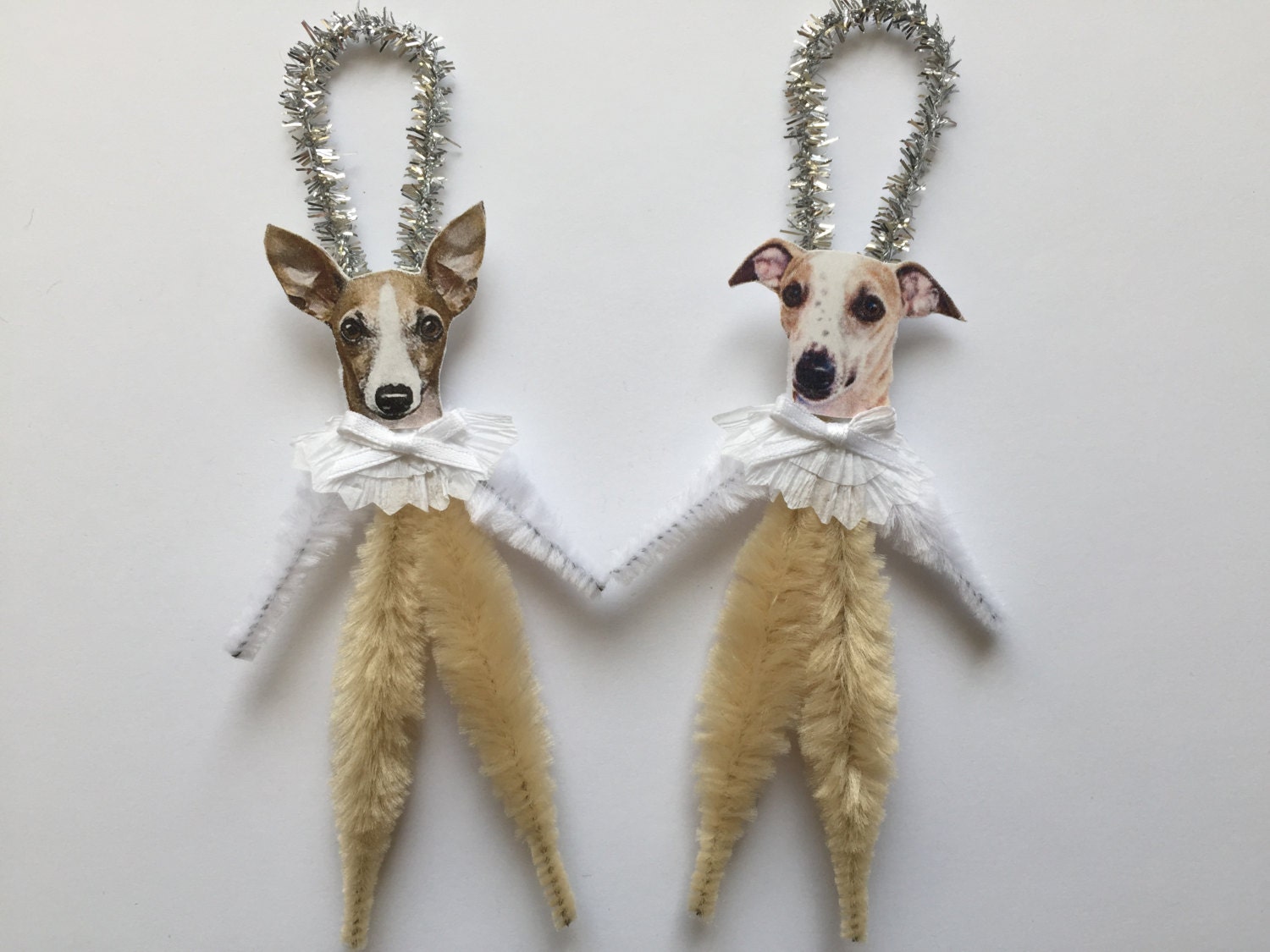 WHIPPET ornaments dog ORNAMENTS vintage style chenille
