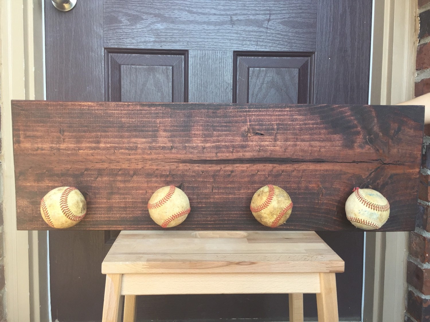 Baseball Hat Hanger Dugout Sign Rustic Baseball Sign
