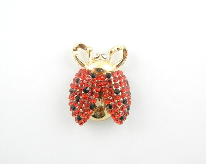 Ladybug Pendant Double Link Red Rhinestone