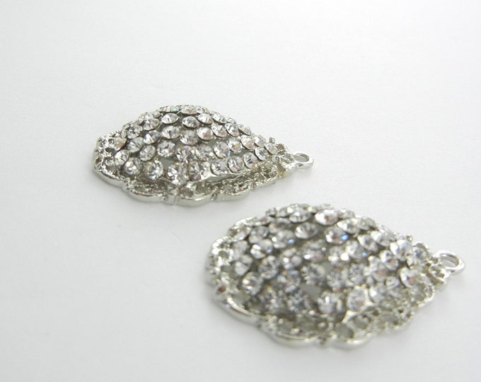 Pair of Teardrop Shaped Domed Rhinestone Charms