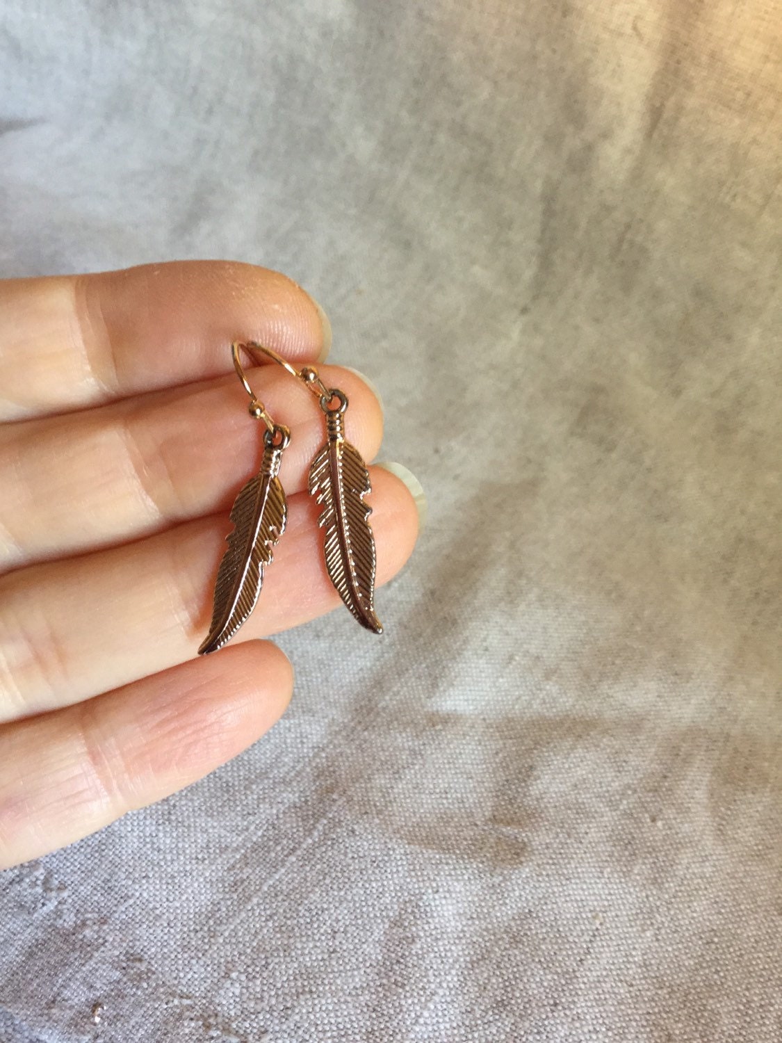 Rose gold Feather Earrings rose gold earrings boho by Sheilasattic