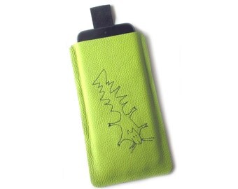 Iphone 5 sleeve lime leather squirrel case