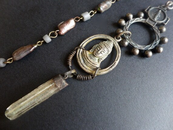 How long is Forever. Rustic gray Buddhist lariat.