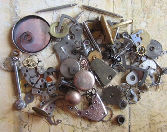 Vintage WATCH PARTS gears - Steampunk parts - k64 Listing is for all the watch parts seen in photos