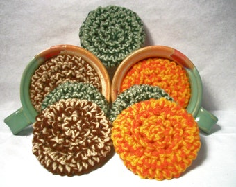 Yarn Scrubbies. Eco-friendly, scrubbers, home, many colors, handmade, home, kitchen, cleaning aid, gift, scour pads. Pick your 3pk.