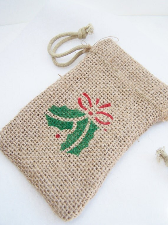 holly berry burlap gift bag holiday bag party by witsenddesign holly berry burlap gift bag holiday bag party by witsenddesign