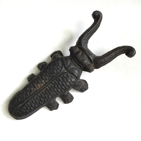 Vintage Cast Iron Beetle Boot Jack / Entomology Rustic