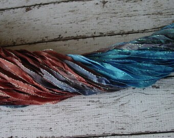 New - Hand Dyed BABBLING BROOK glitters ribbon, 5 yards