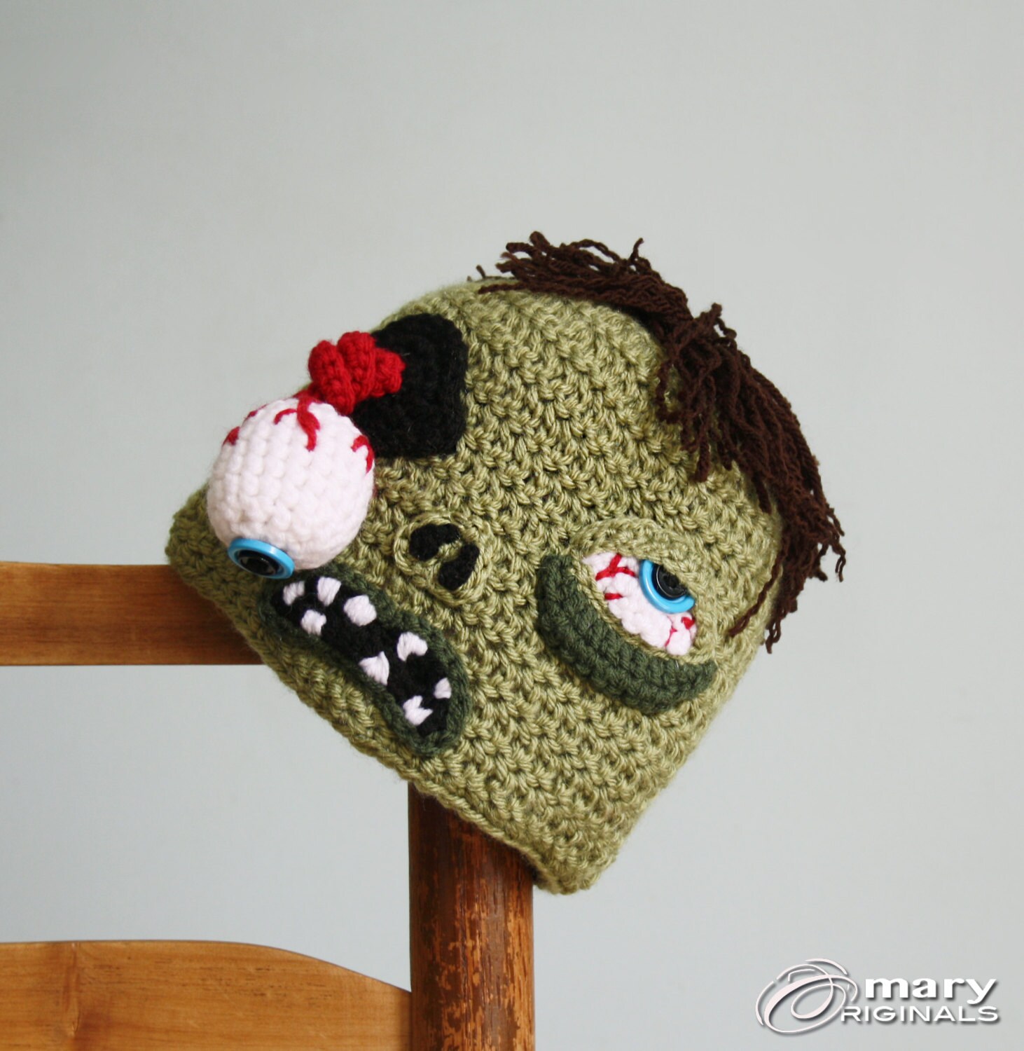 Zombie Hat Crochet Beanie Halloween Costume Boy Girl Men