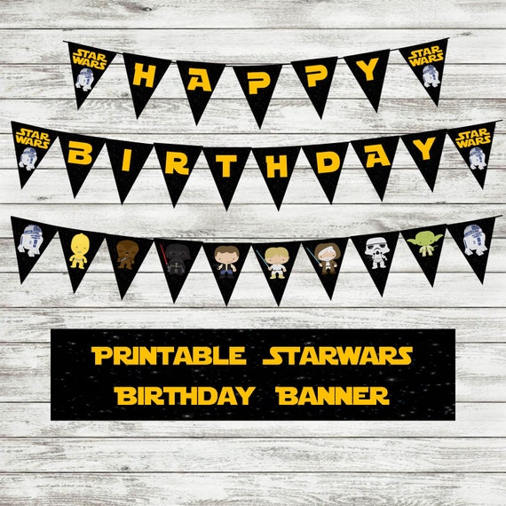STAR WARS Happy Birthday Banner Printable Download Custom