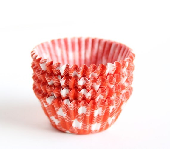 MINI Orange Gingham Cupcake Liners (100) Il_570xn