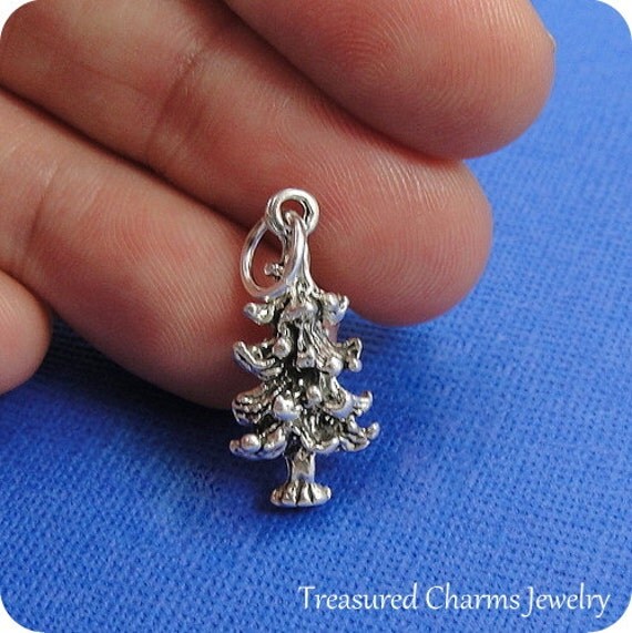 Pine Tree Charm Sterling Silver Pine Tree Charm for Necklace