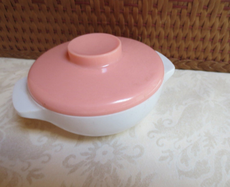 White and Pink Harmony House Melmac Vintage Sugar Bowl with Lid Haute